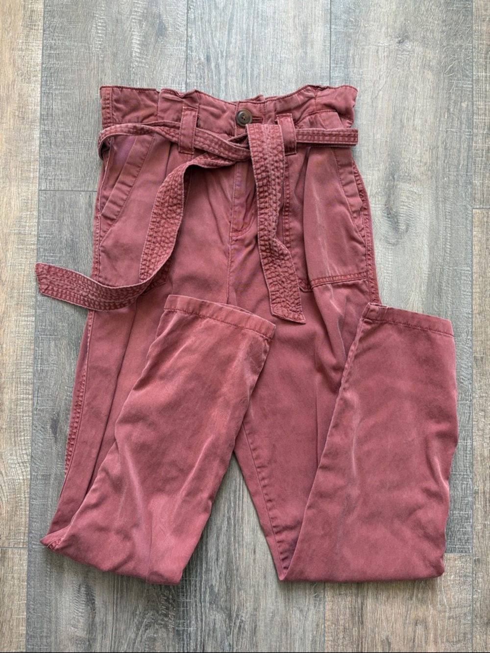 Maurices Rose Mauve Paperbag Waist Straight Leg Pants